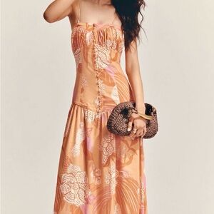 FARM Rio x Anthropologie Linen Blend
Strapless Drop-Waist Maxi Dress - NWT